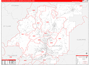 Anniston-Oxford-Jacksonville Metro Area Wall Map Red Line Style
